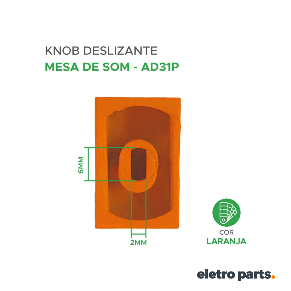 Knob 14x10x23mm AD31P Deslizante para Mesa de Som – Laranja - Imagem 2