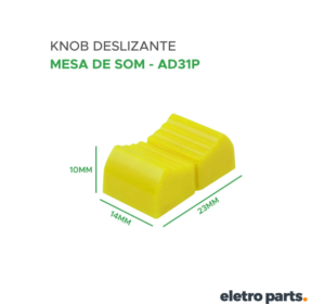 Knob AD31P 14x10x23mm Deslizante para Mesa de Som - Amarelo