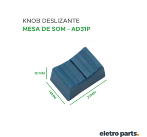 Knob 14x10x23mm AD31P Deslizante para Mesa de Som – Azul