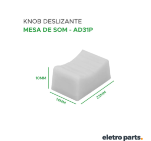 Knob AD31P 14x10x23mm Deslizante para Mesa de Som – Branco