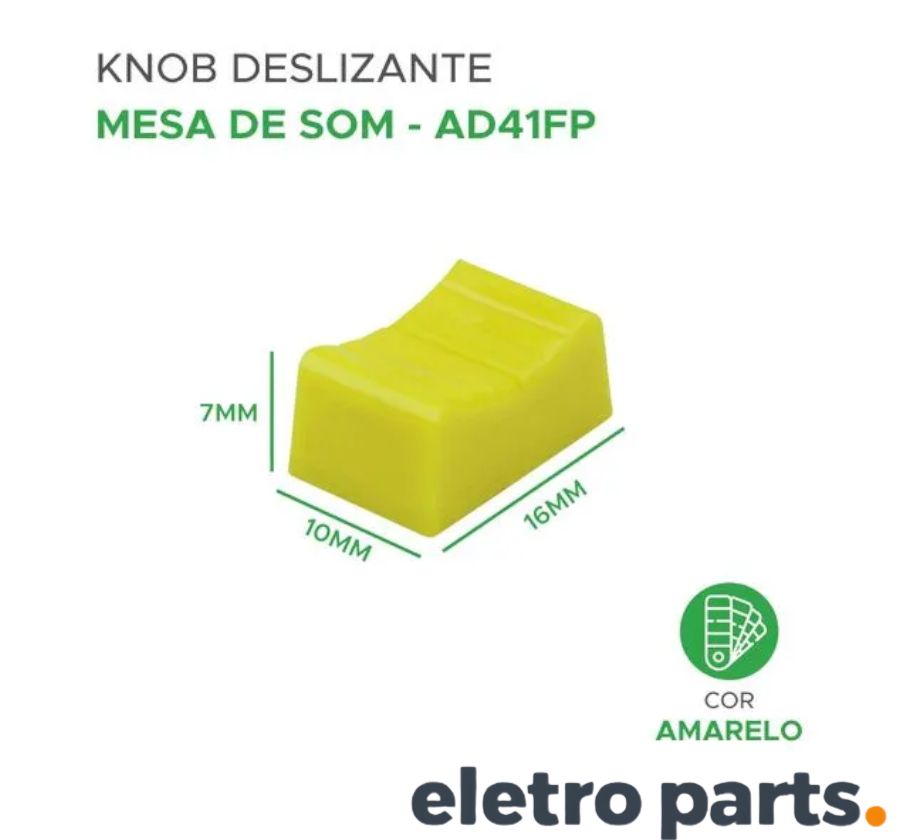Knob AD41FP Amarelo 16x10x7mm para Potenciômetro Deslizante - Imagem 3