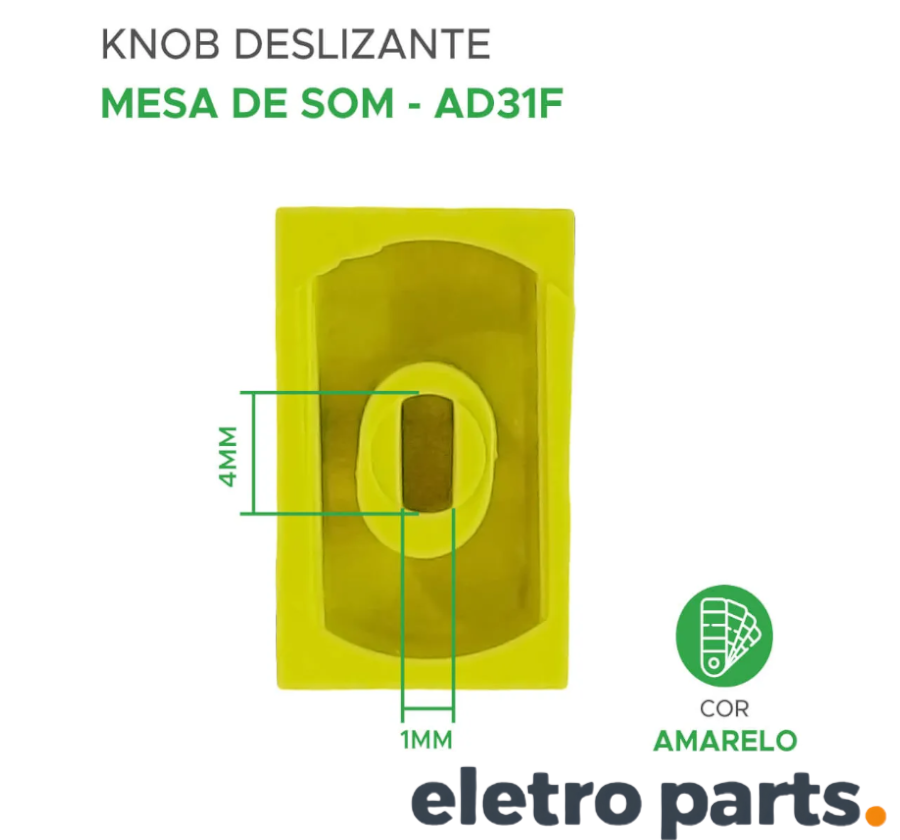 Knob AD41FP Amarelo 16x10x7mm para Potenciômetro Deslizante - Imagem 2