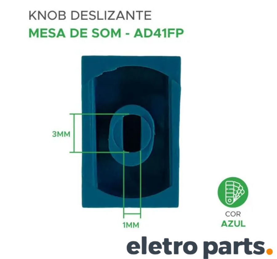 Knob AD41FP Azul 16x10x7mm Para Potenciômetro Deslizante - Imagem 3
