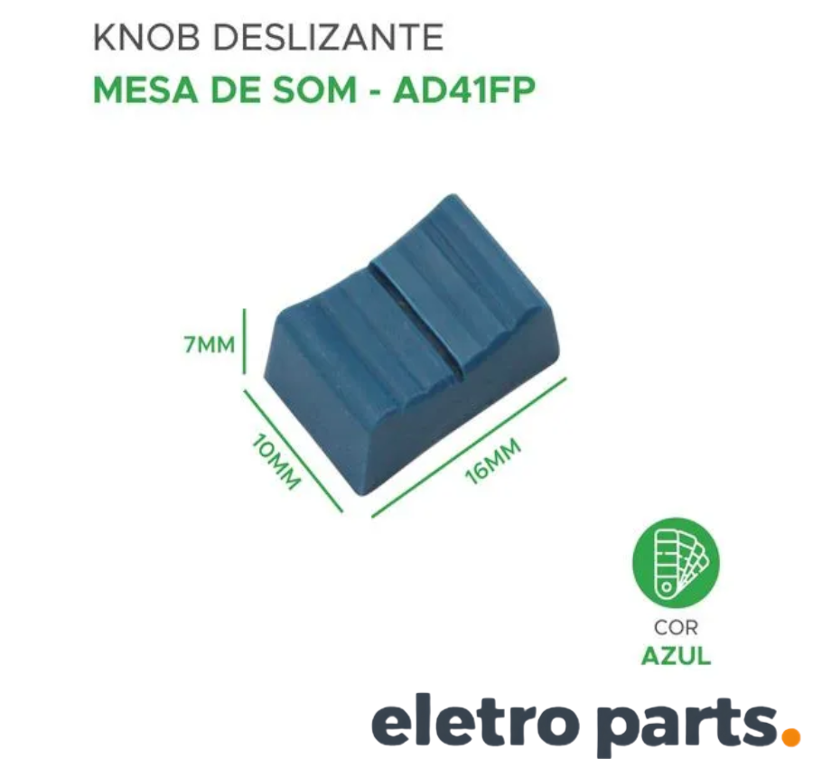 Knob AD41FP Azul 16x10x7mm Para Potenciômetro Deslizante - Imagem 2