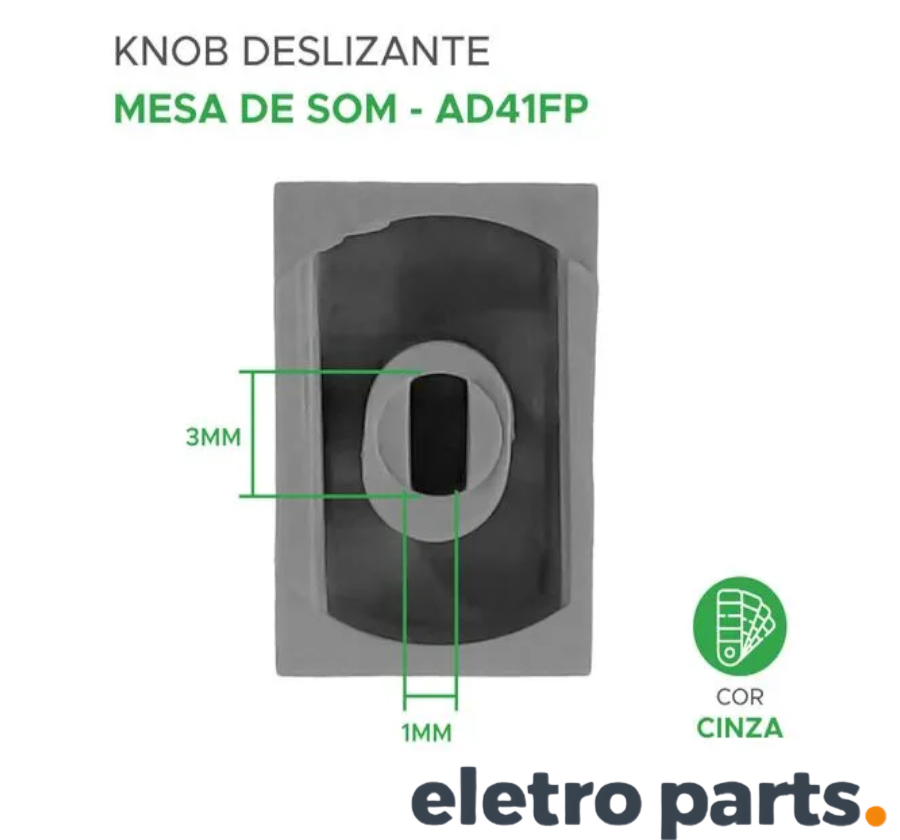 Knob AD41FP Cinza 16x10x7mm Para Potenciômetro Deslizante - Imagem 3