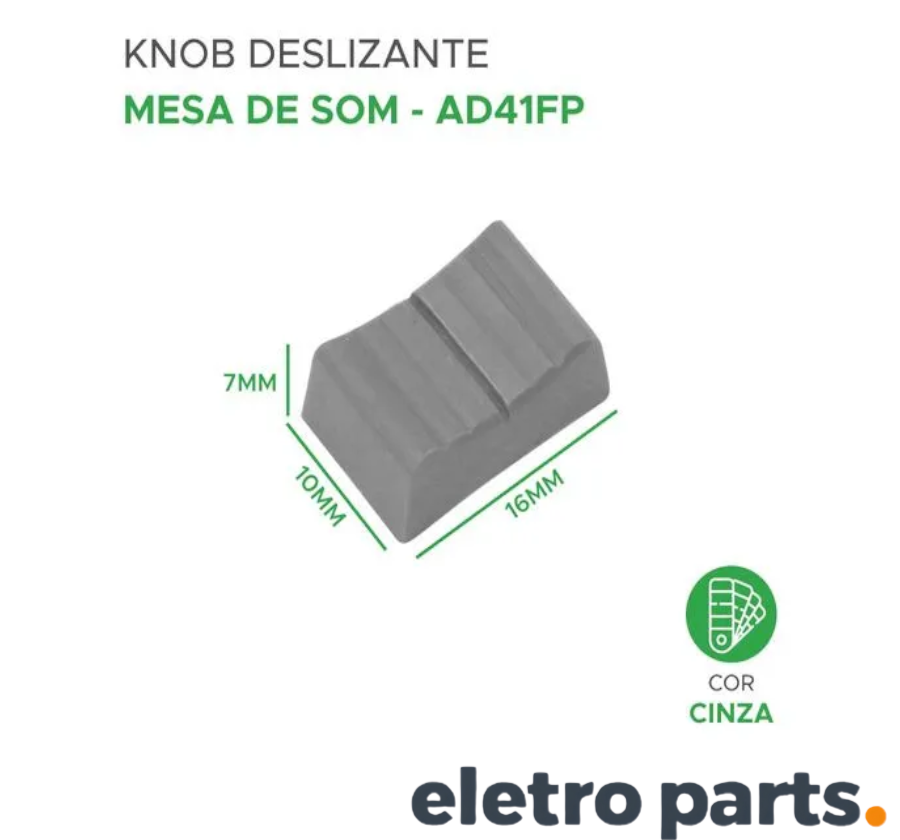 Knob AD41FP Cinza 16x10x7mm Para Potenciômetro Deslizante - Imagem 2