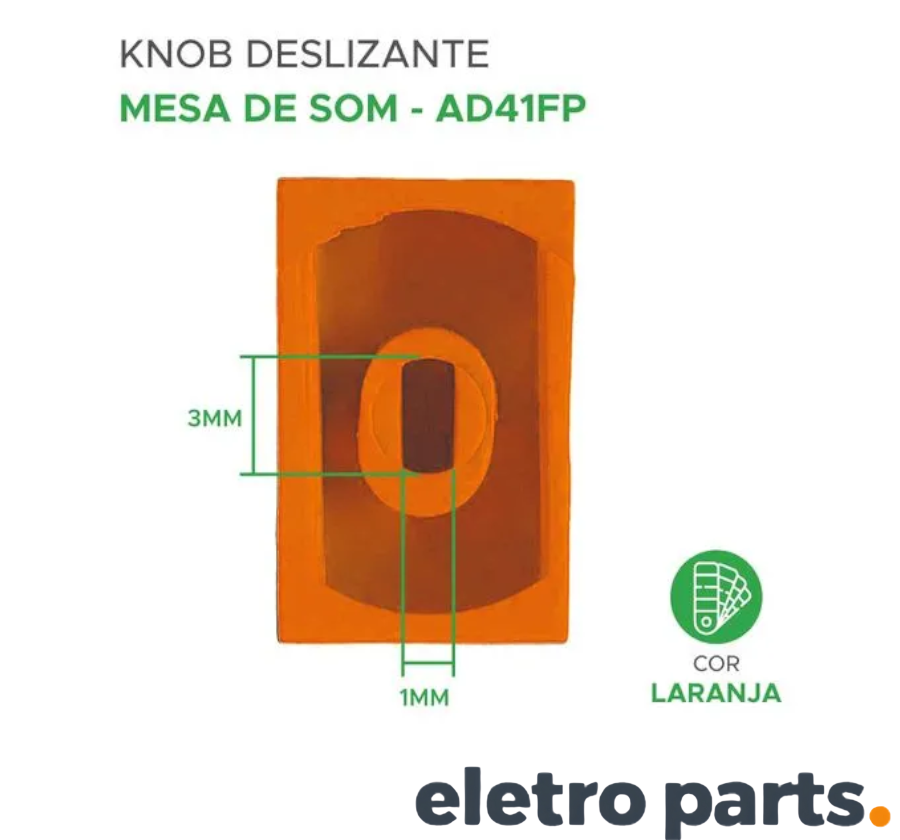 Knob AD41FP Laranja 16x10x7mm Para Potenciômetro Deslizante - Imagem 3