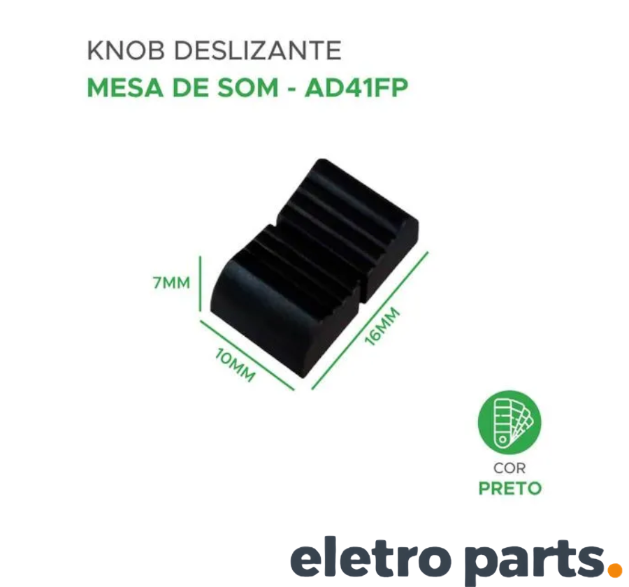 Knob AD41FP Preto 16x10x7mm Para Potenciômetro Deslizante - Imagem 2