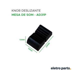 Knob AD31P 14x10x23mm Deslizante para Mesa de Som – Preto