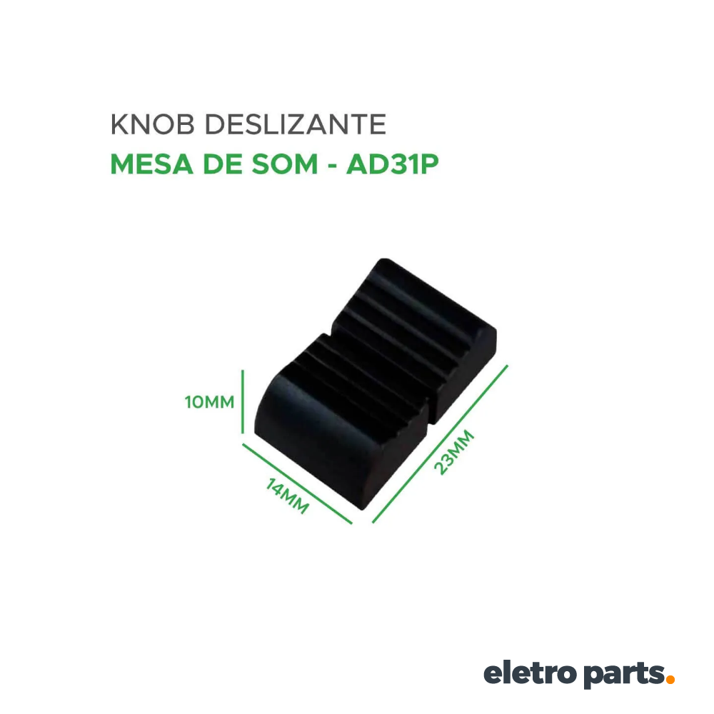 Knob AD31P 14x10x23mm Deslizante para Mesa de Som – Preto