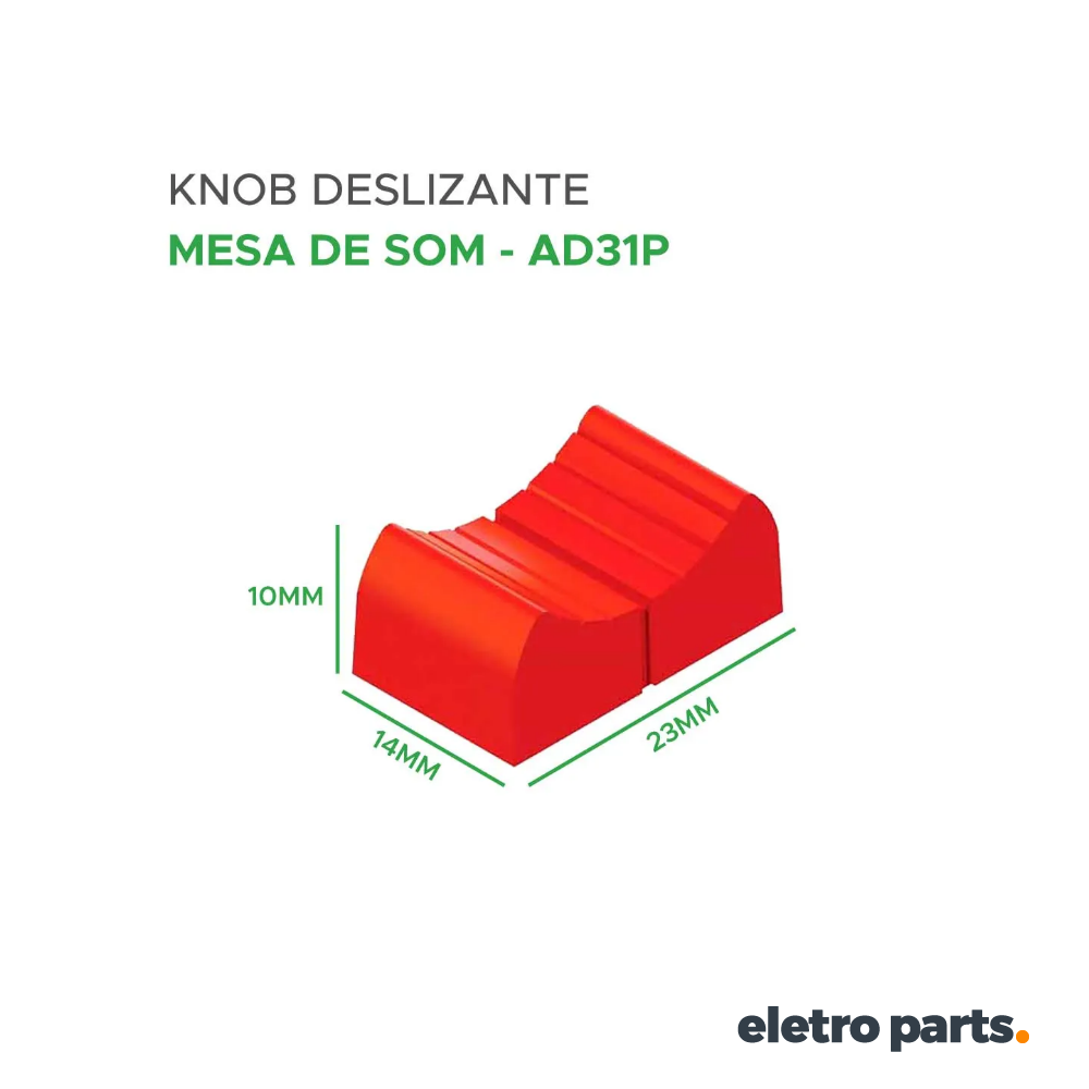 Knob AD31P Deslizante 14x10x23mm para Mesa de Som – Vermelho