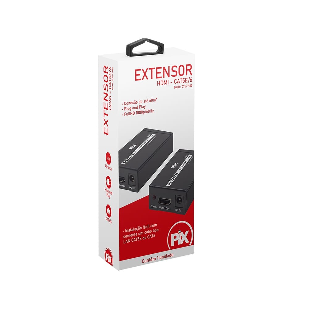 Extensor de HDMI via Cabo de Rede Até 60 Metros