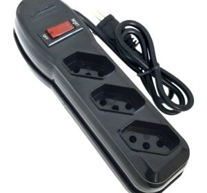 Filtro de Linha com 3 Tomadas e Cabo de 1 Metro - Preto