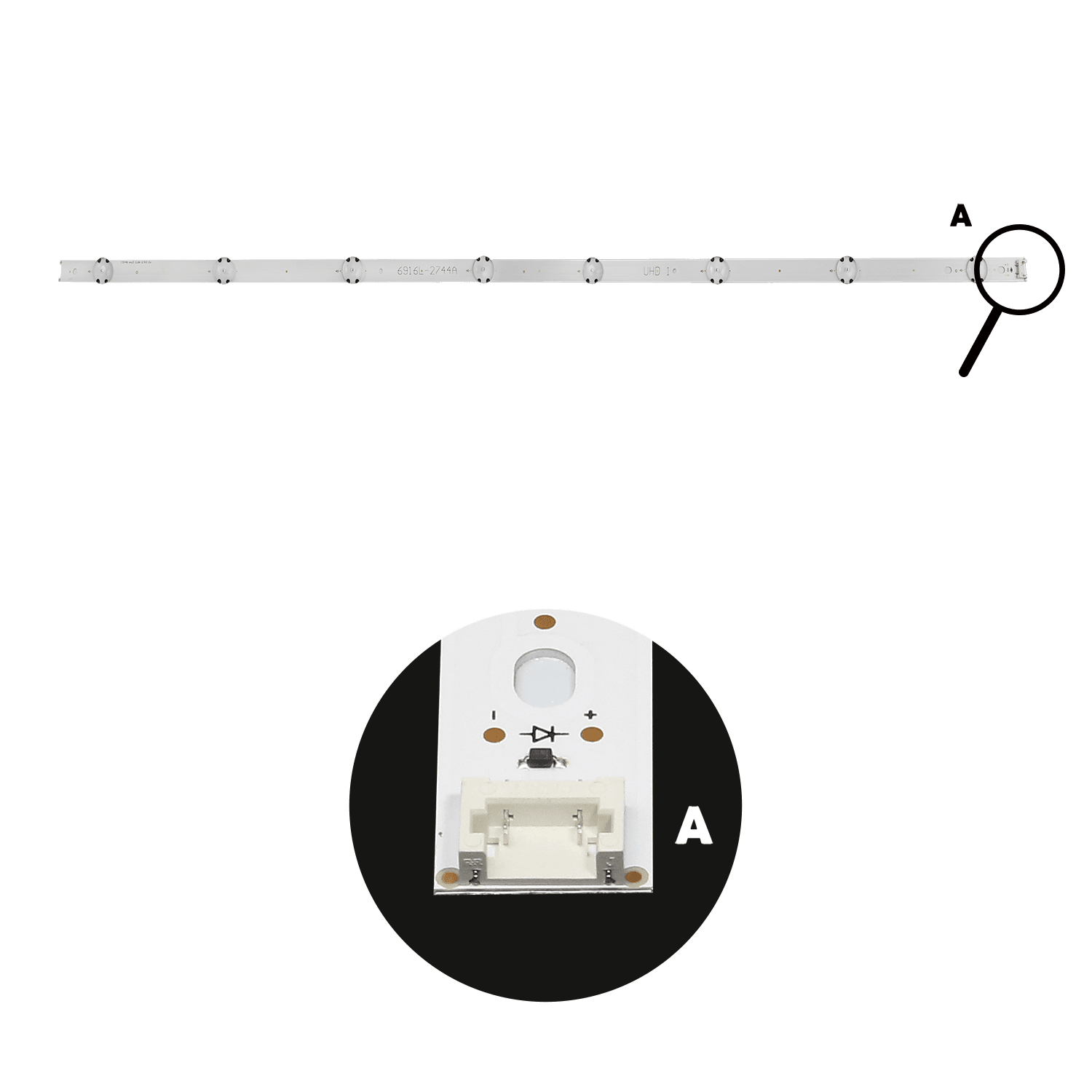 Barra de LED LG 43" 43UF6400 / 43UH6100 / 43UH6000 - Kit c/ 3 Barras 8 Led's de 3V cada. - Imagem 3