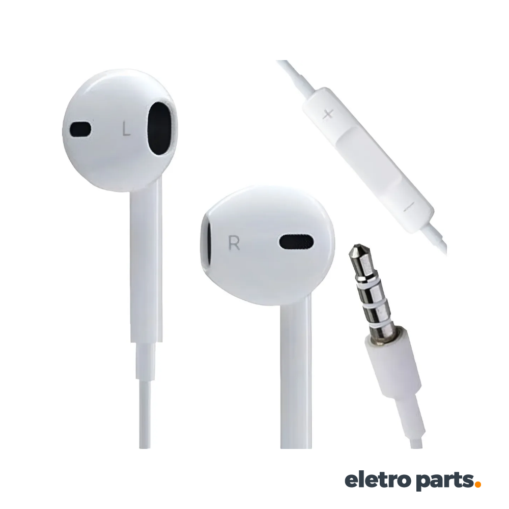Fone de Ouvido In-Ear FO-15 Branco com Microfone e Controle de Volume – Ideal para Consoles, Celular e PC