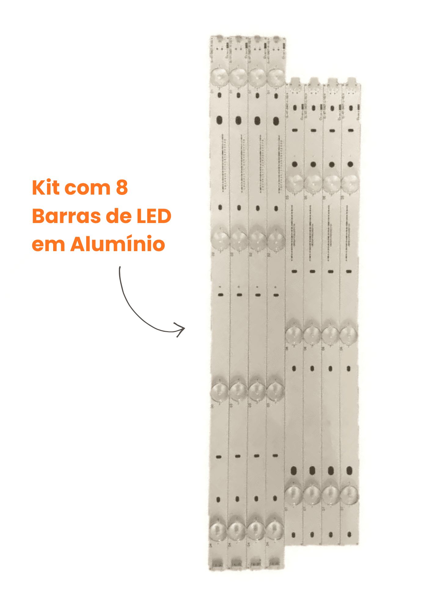 Barra de LED PHILIPS 47" 47PFG4109 / 47PFL5708 / 47PFL3188 V2 e V4 - Kit c/ 8 Barras - Imagem 3