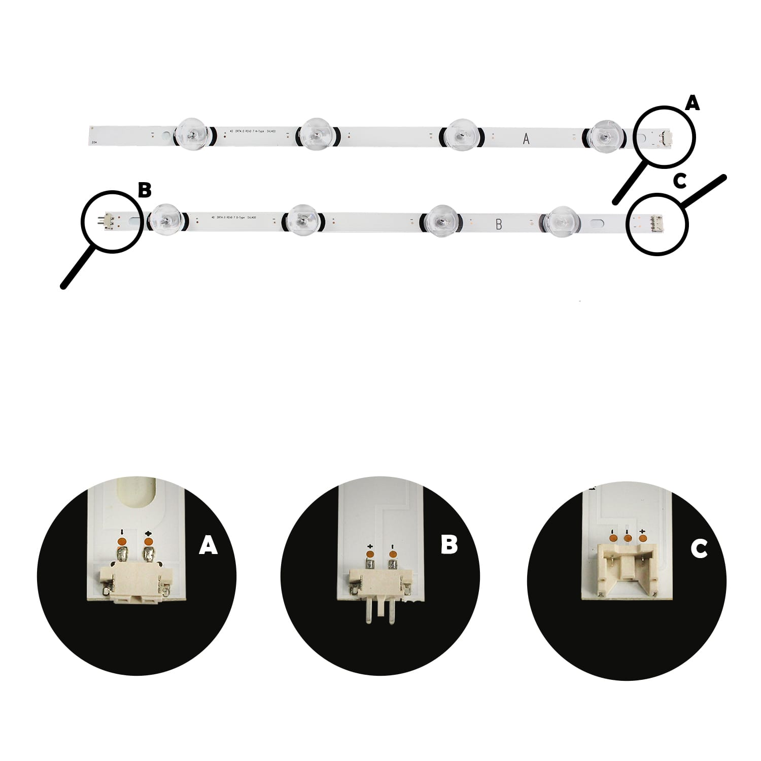 Barra de LED LG 40" UN40LF5700 40LF6350 40LF5750 - Kit c/ 8 Barras de 4 Led's A+B - Imagem 3