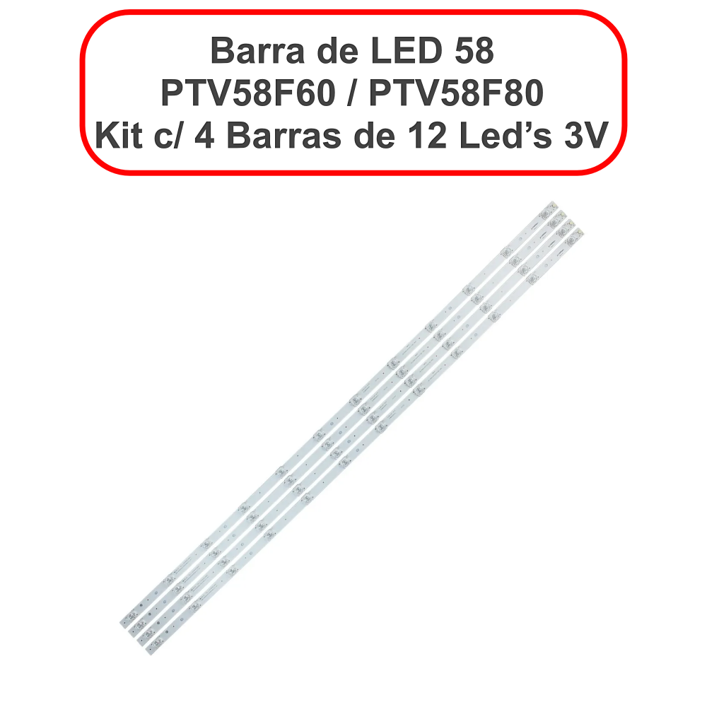 Barra de LED PHILCO 58" PTV58F60 / PTV58F80 - Kit c/ 4 Barras de 12 Led's 3V - Imagem 3