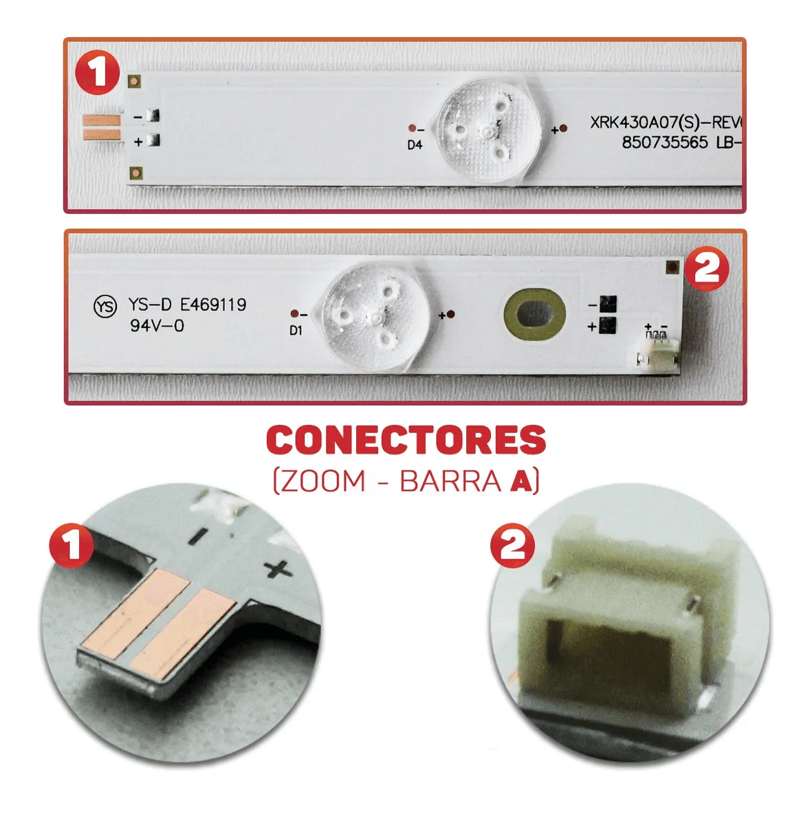 Barra de LED PHILCO 43" PH43U / PH43U21DSG - Kit c/ 8 Barras Led's 3V - Imagem 2