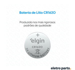 Bateria CR1620 Elgin 3V Lithium – Unidade