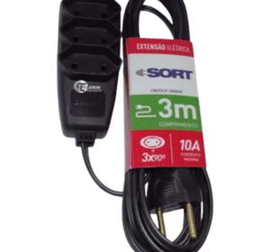 Extensão Elétrica 3M C/ 3 Tomadas cor Preta - Daneva DN1655