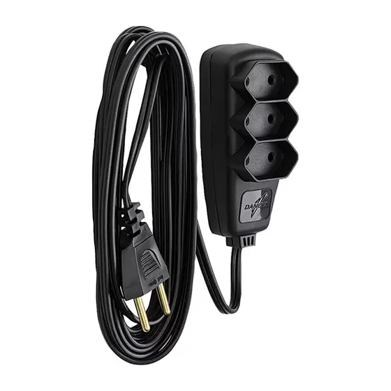 Extensão Elétrica 1,3 M C/ 3 Tomadas 2P cor Preta - Daneva DN1912