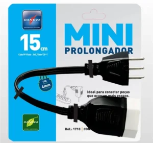 Mini Prolongador De Tomada 2P+T Cor Preta - Daneva DN1710