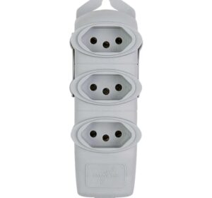 Barra com 3 Tomadas Daneva Até 20A c/ 3 Pinos - Cinza