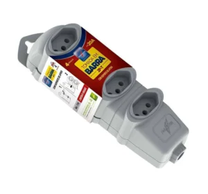 Barra com 4 Tomadas até 20A 3 Pinos - Cinza