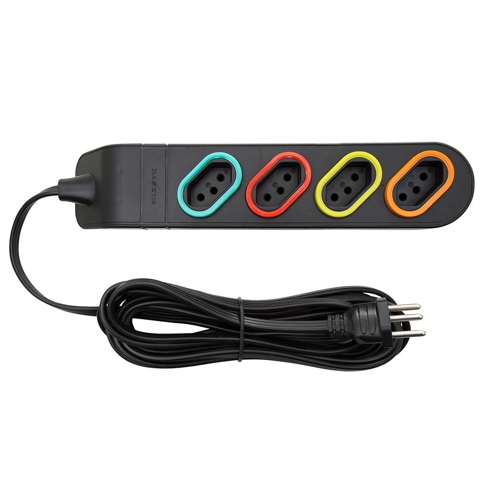 Extensão Eletrica 1,3M C/ 4 Tomadas 2P + T Preta - Daneva DN1842