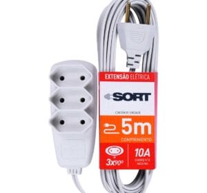 Extensão Elétrica 5M C/ 3 Tomadas cor Gelo - Daneva DN1514