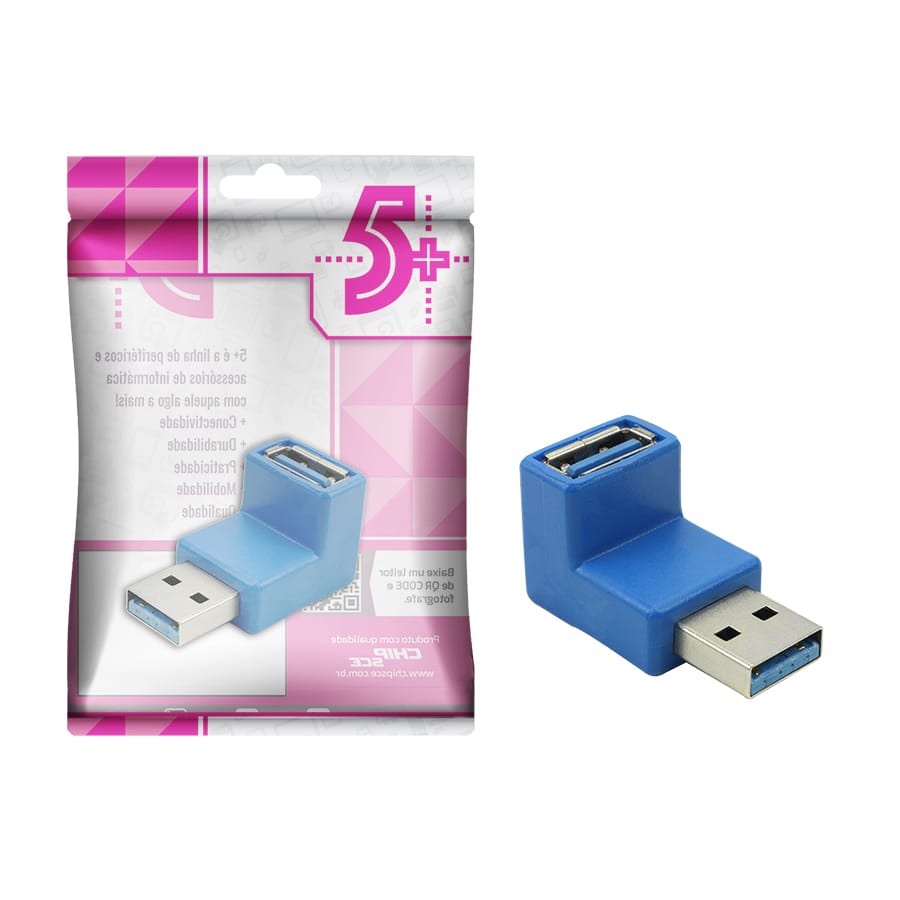 Adaptador USB 3.1 90 Graus - Macho x Fêmea