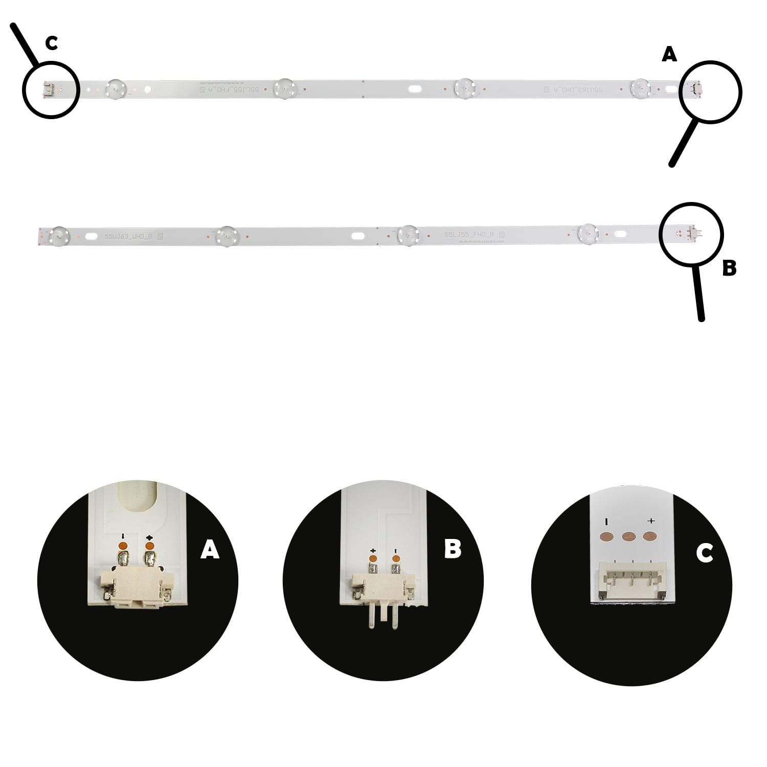 Barra de Led LG 55" 55LJ5500 55UJ6300 55LJ5550 - 10 Barras 4 Led's 3V - Imagem 3