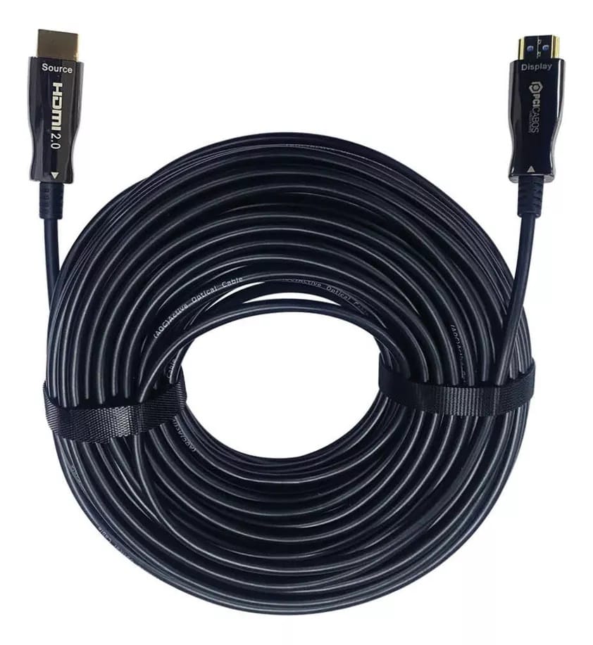 Cabo HDMI 30 Metros 2.0 Fibra Ótica Conector Banhado a Ouro.
