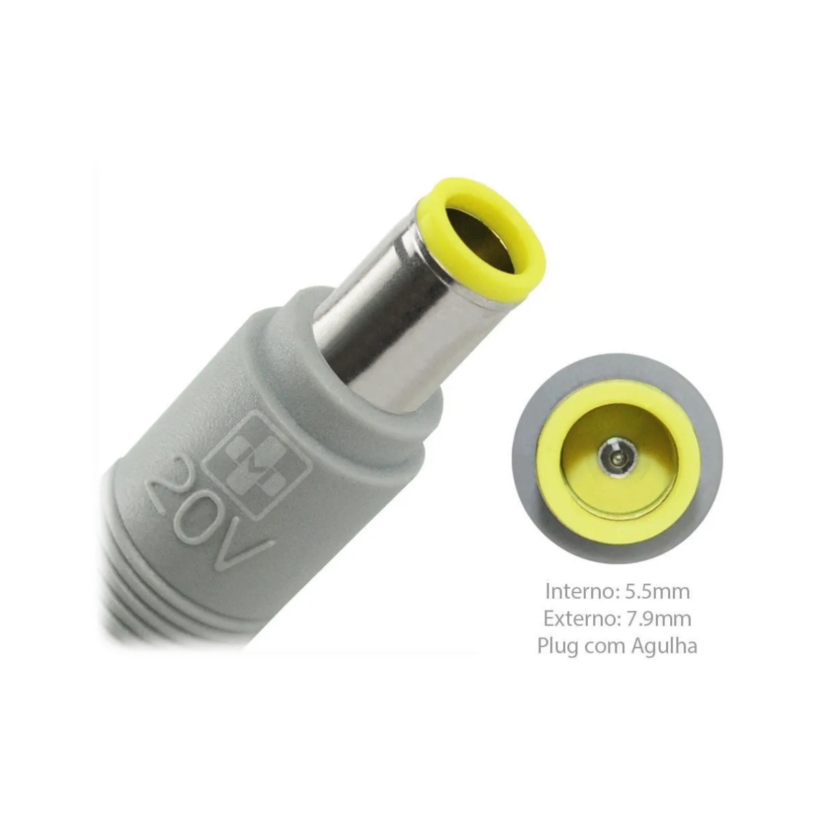 Fonte Carregador Notebook Lenovo 20V x 4,5A x 90W - Plug 7,9 x 5,5mm com Agulha - Imagem 2