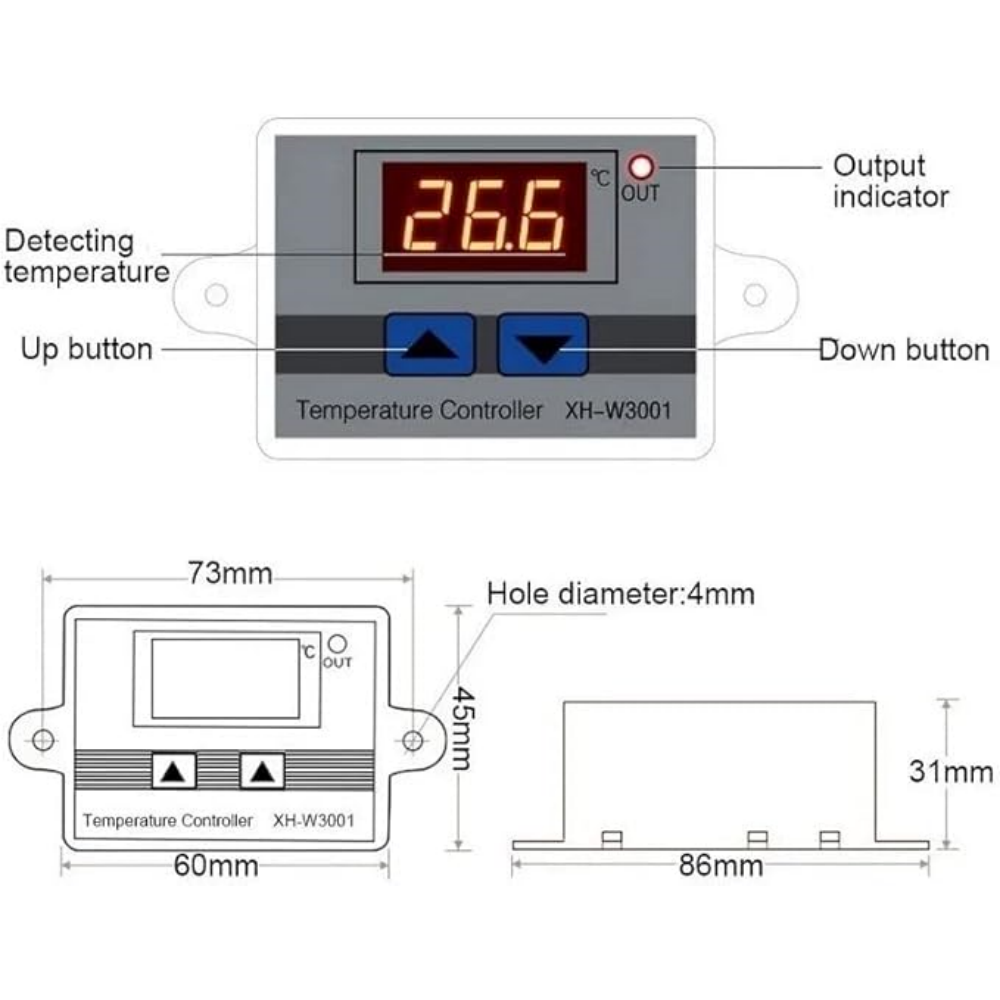 Termostato Digitale ARCELI XH-W3001 - Sonda Impermeabile Per Raffreddamento/riscaldamento