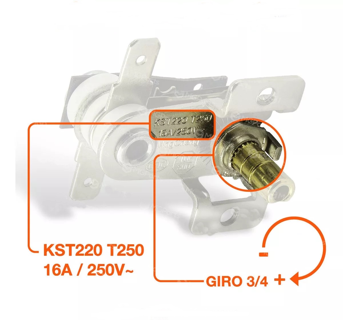 ZHONGXIN KST220 T250 15A/120VAC Thermostat Temperature Control Switch