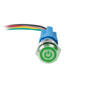 Chave Push INOX com Trava 16mm - Verde