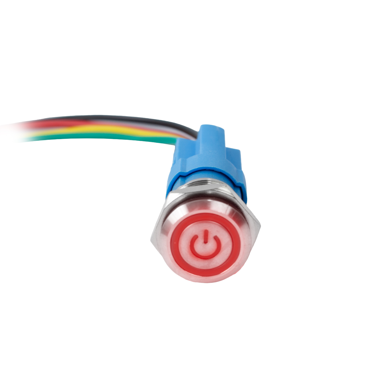 Chave Push INOX com Trava 16mm - Vermelho