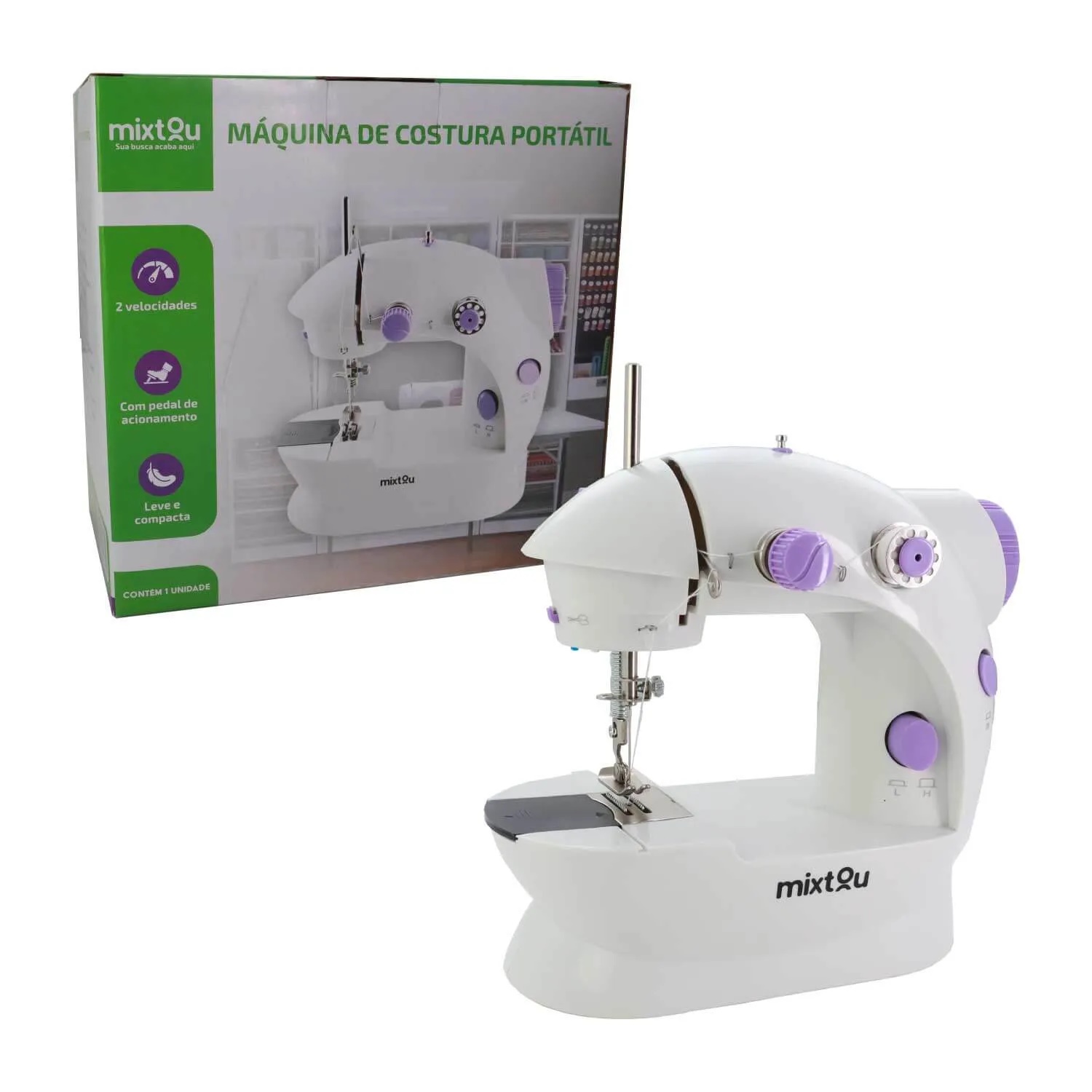 Mini Máquina de Costura Portátil com Pedal - Bivolt