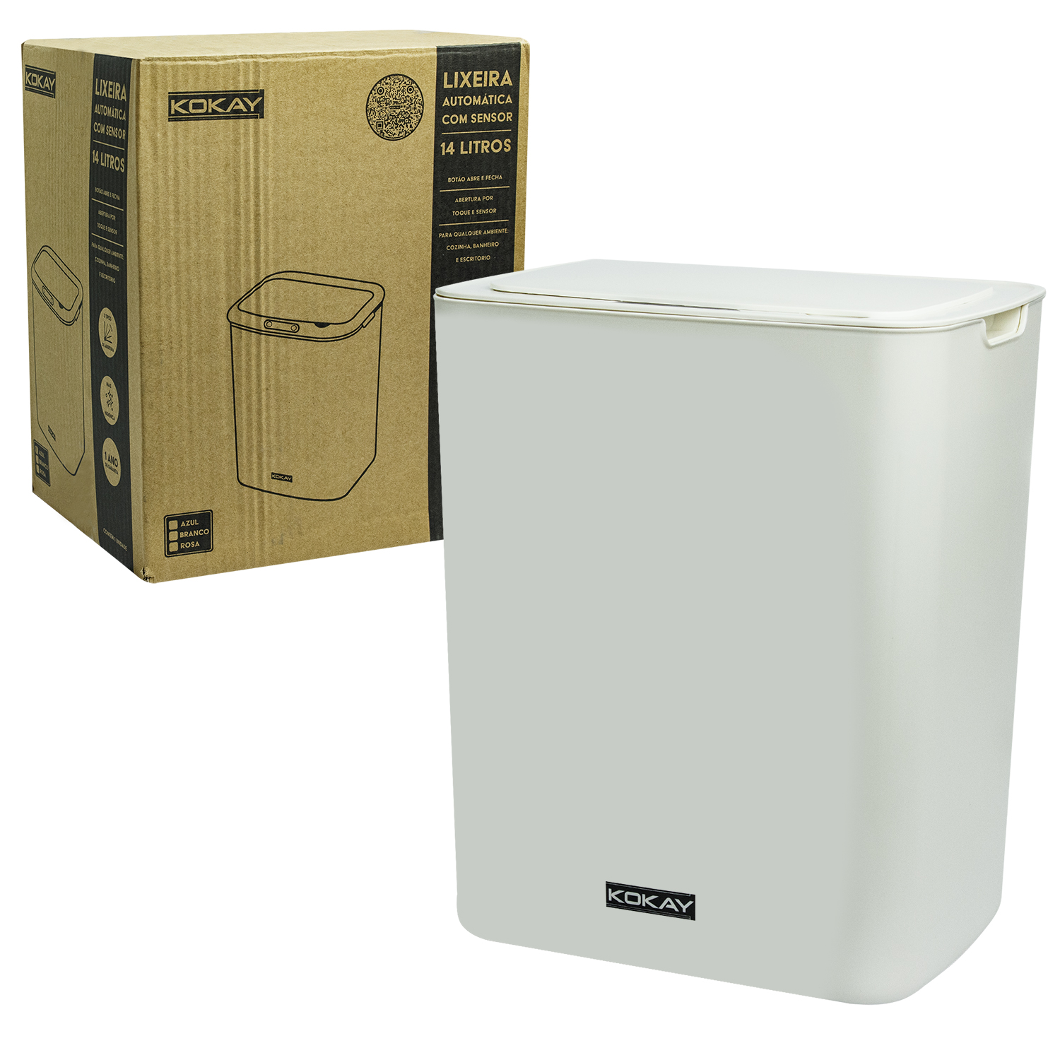 Lixeira Inteligente Automática com Sensor 14 Litros - Branca - Imagem 8