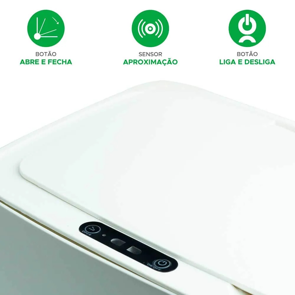Lixeira Inteligente Automática com Sensor 14 Litros - Branca - Imagem 3