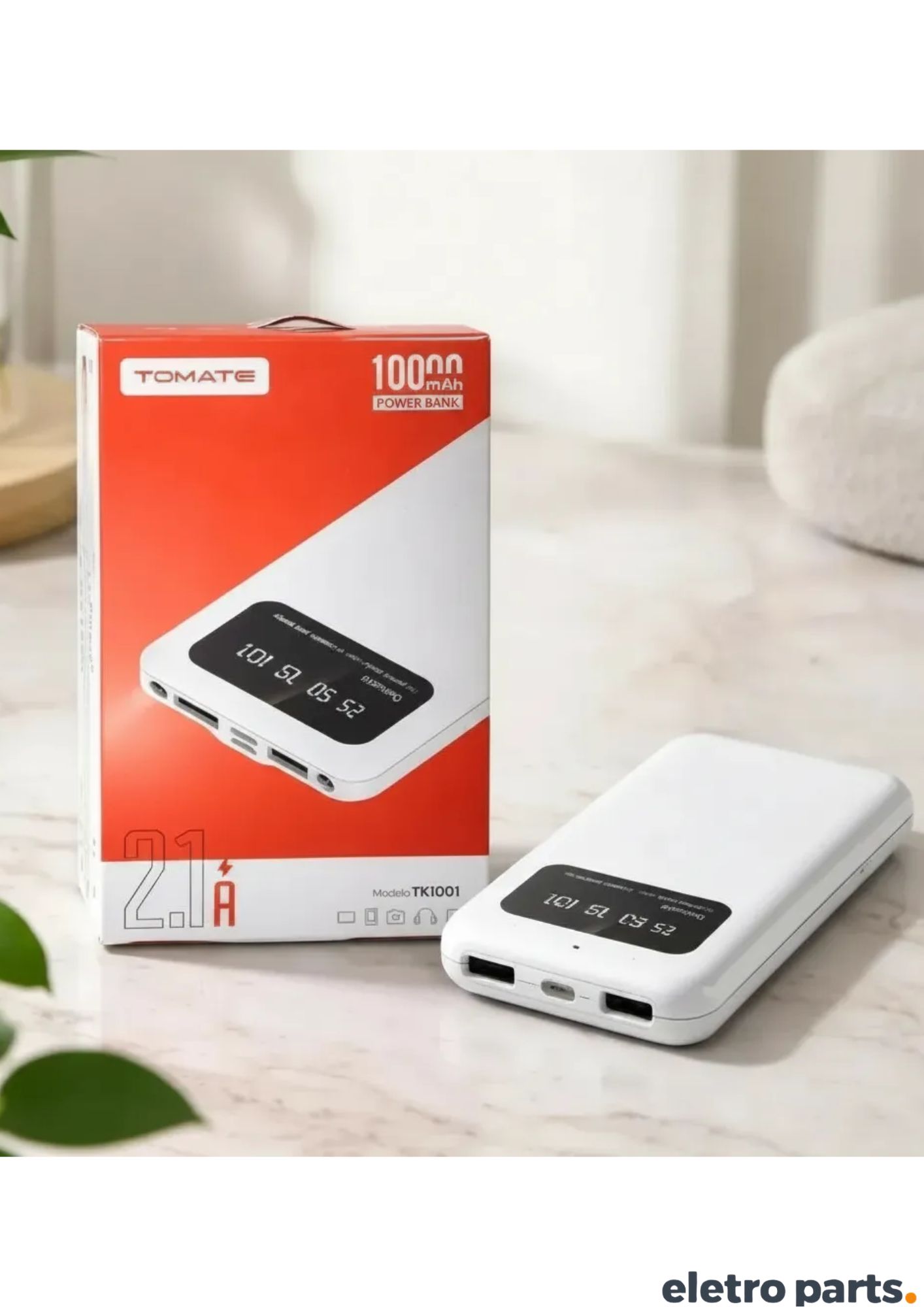 Carregador Rápido Power Bank 10.000mAh - Tomate TK1001