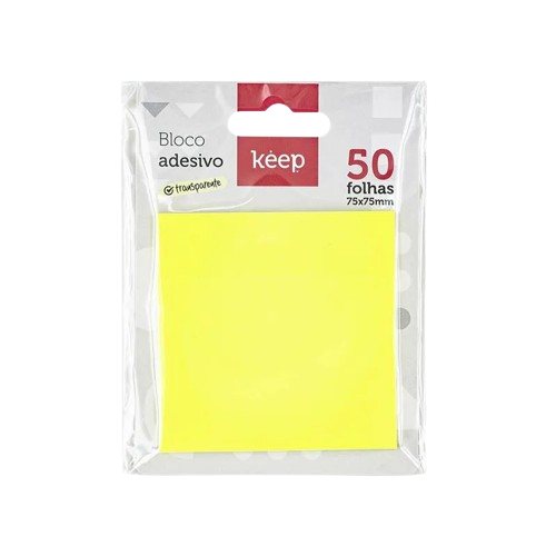 Bloco Adesivo Pet 75X75MM 50 FLS - Amarelo - Keep