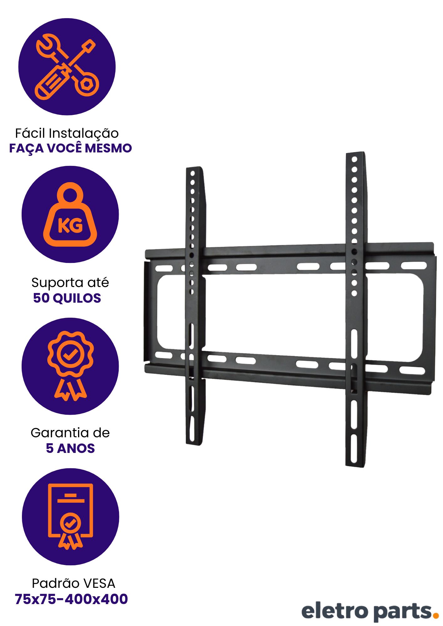 Suporte Fixo para TV de 26 a 65″ – Tipo Trilho PX-F40 - Imagem 2