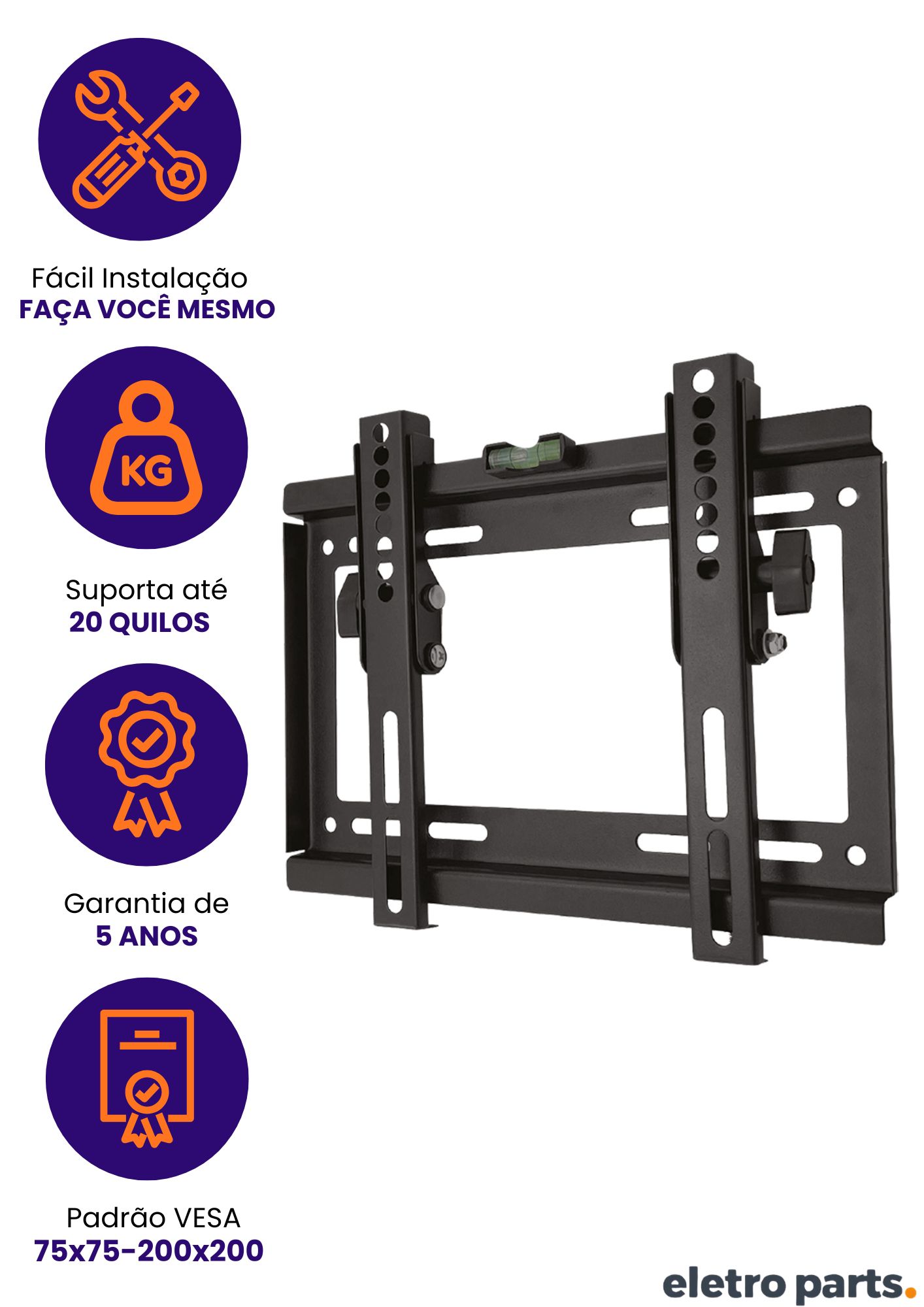 Suporte Inclinável para TV de 12 a 43" - Tipo Trilho PX-FT20 - Imagem 2