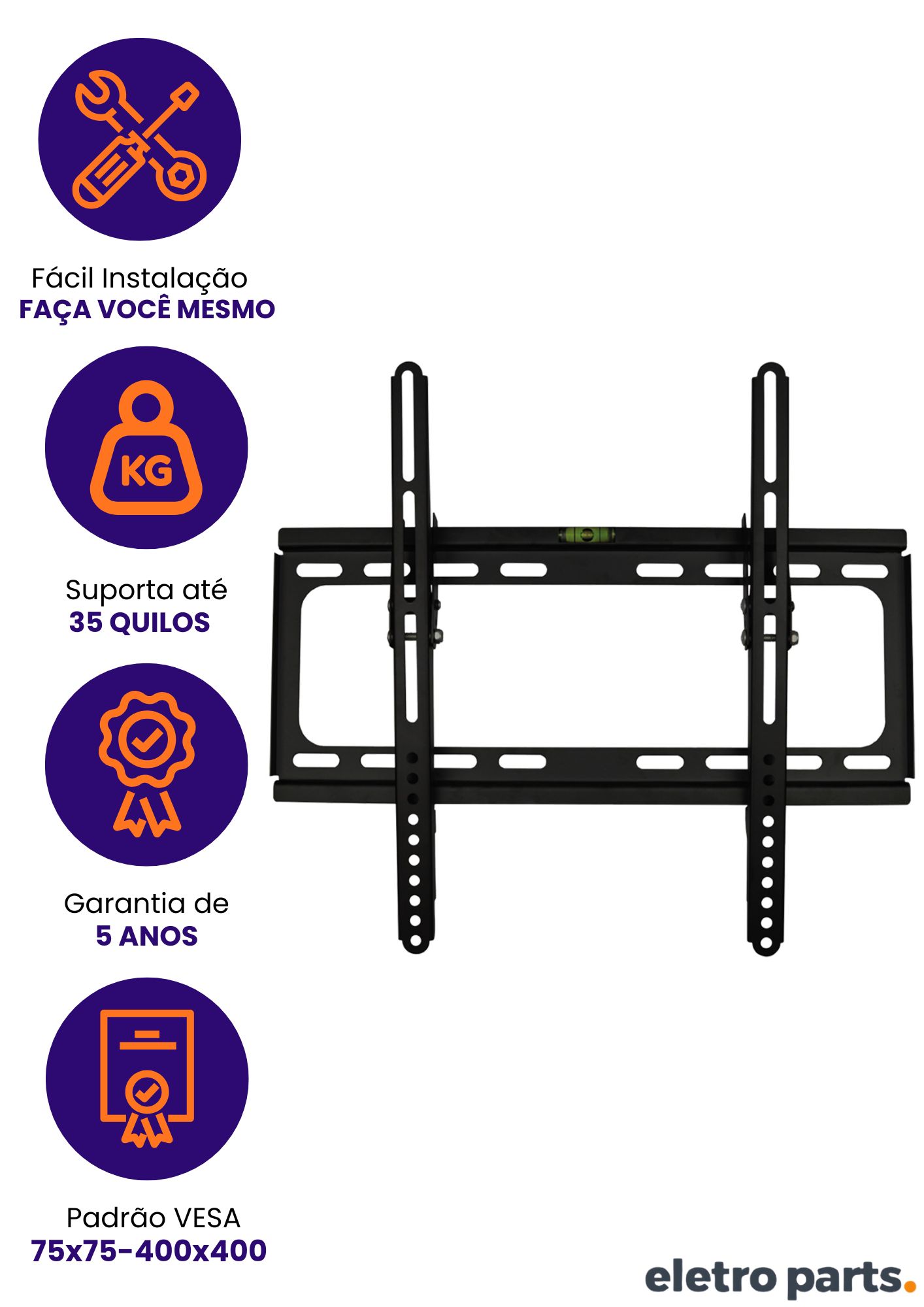 Suporte Inclinável para TV de 26 a 65″ – Tipo Trilho PX-FT40 - Imagem 2