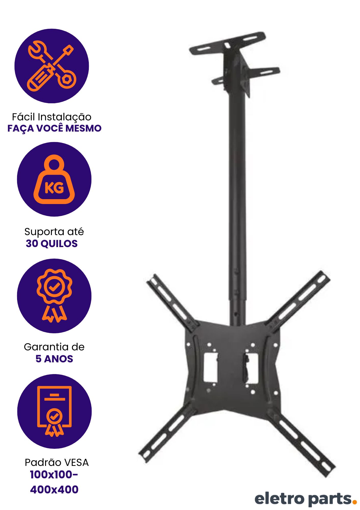 Suporte de Teto para TV de 23 A 55" com Altura Ajustável - PX-CM40 - Imagem 2