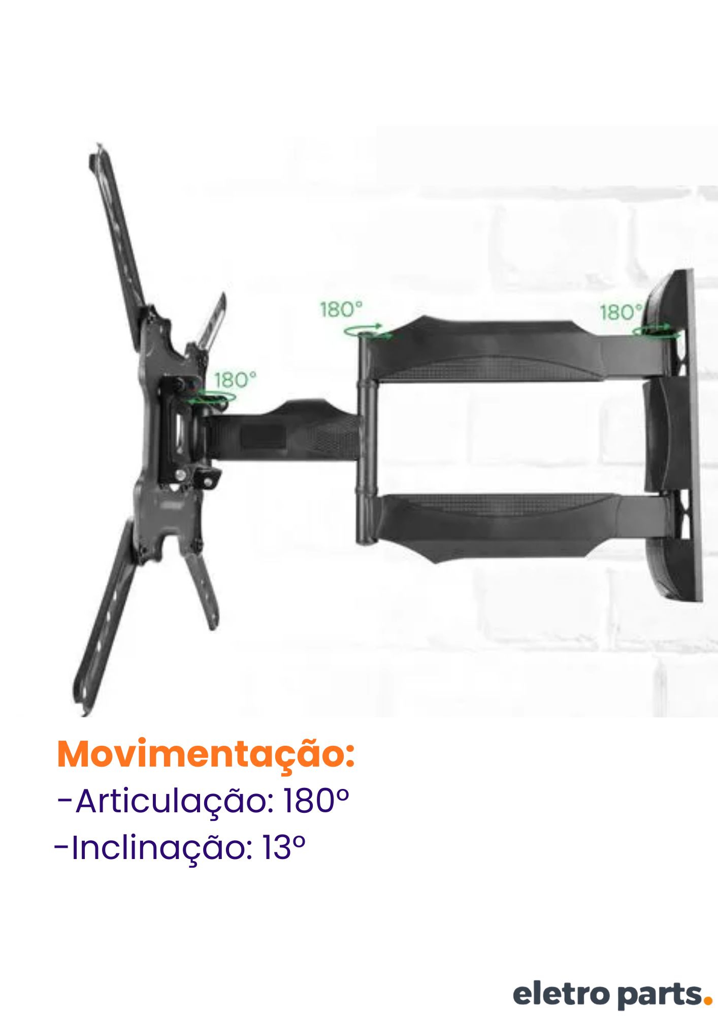 Suporte Tri-Articulado para TV de 26 a 75" com Braço Maior 50cm - PX-P7 - Imagem 4