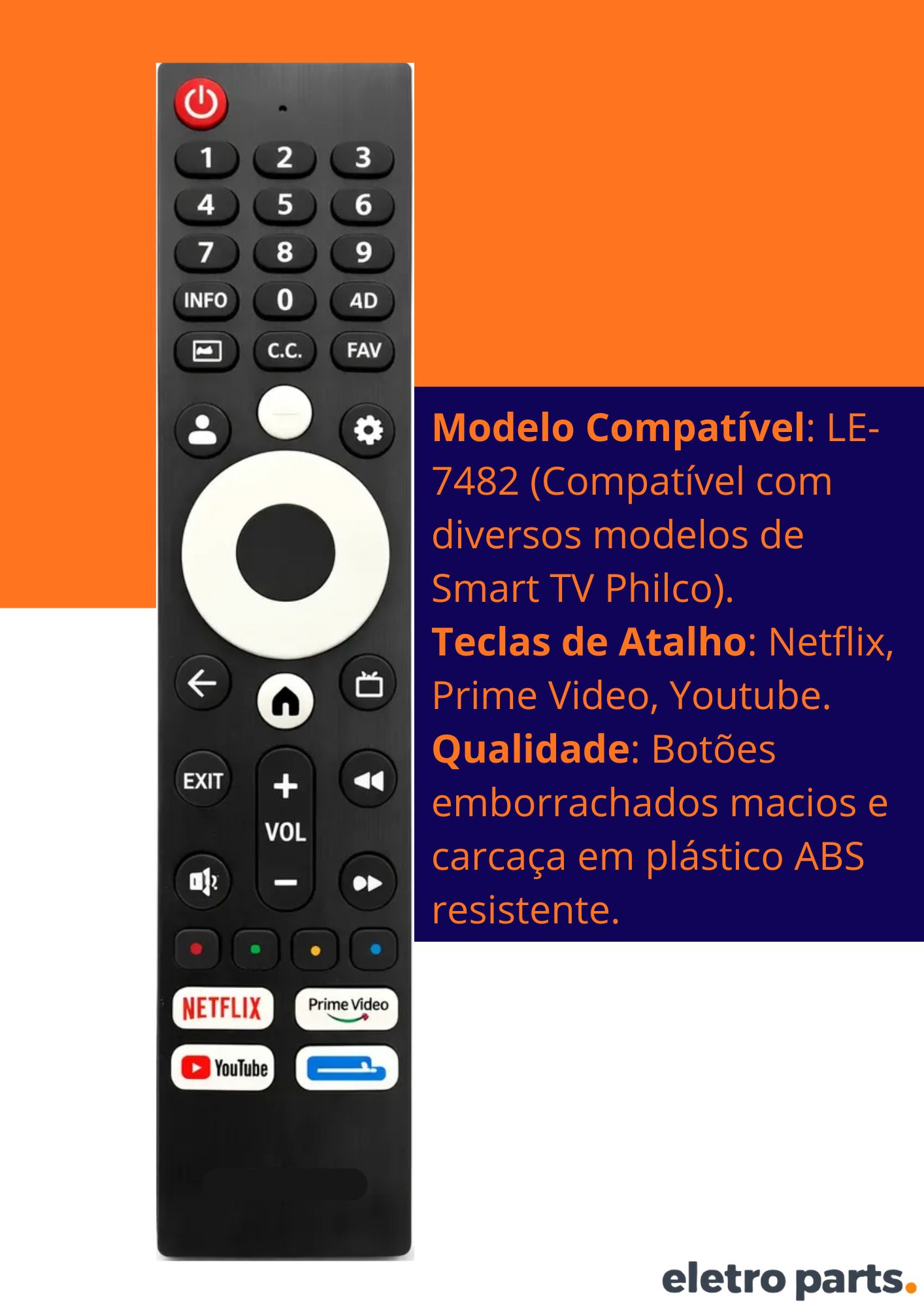 Controle Remoto TV Philco Smart s/ Comando de Voz - Imagem 2